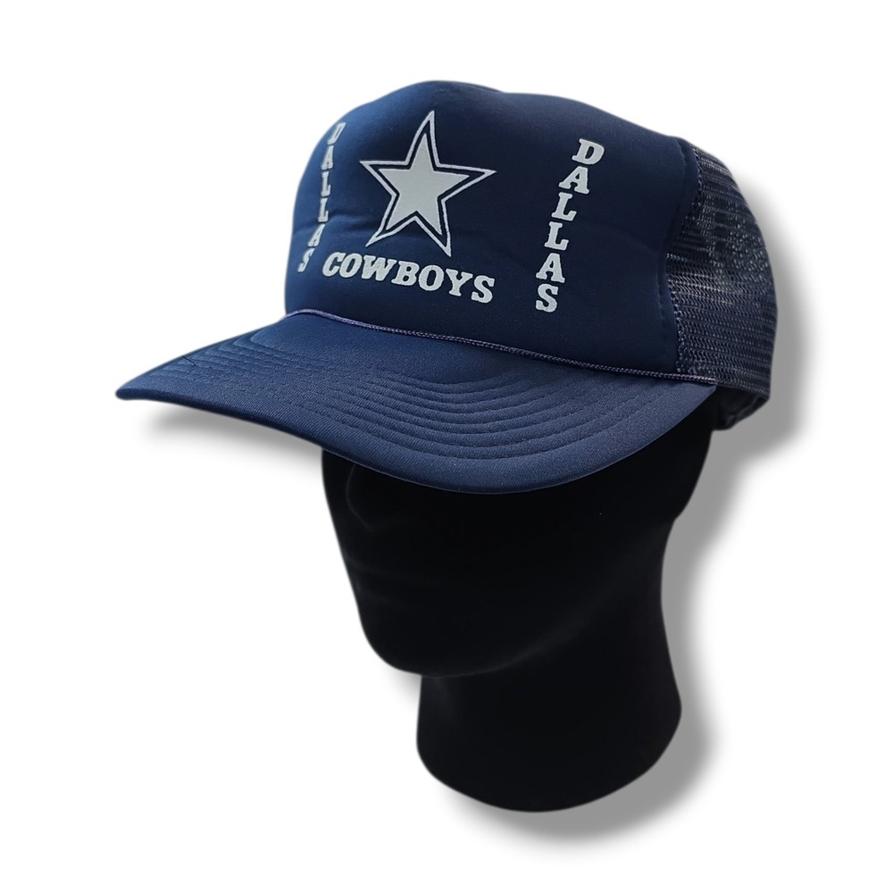 Vintage Dallas Cowboys Trucker Mesh Foam Rope Snapback Navy Blue Hat Cap - Picture 2 of 9
